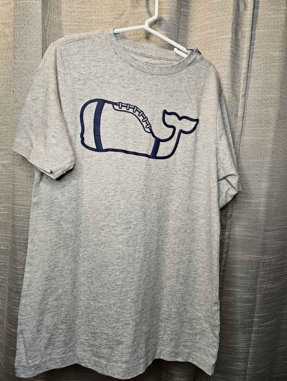 Vineyard Vines Football Whale T-Shirt Heather Grey Small (8-10) New Graphic Tee